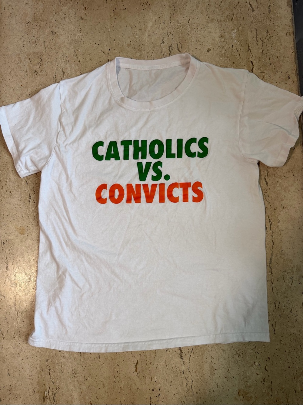 Catholics Vs Convicts Shirt 1988 Notre Dame Vs Miami Football Brawl Men’s Small
